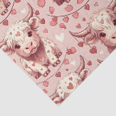 Pink Highland Cow Valentine Hearts Roses 薄葉紙 (詳細)