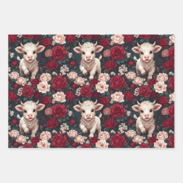 Pink Highland Cow Yarn Rose Knitter ラッピングペーパーシート