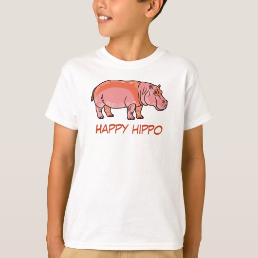 Pink Hippo Kids T-Shirt – Cute and Playful Animal  Tシャツ (正面)