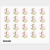 Pink Hippo stickers/add monogram ラウンドシール (シート)