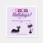 Pink Ho Ho Holidays Midcentury Modern Christmas スタンダードカクテルナプキン (正面)