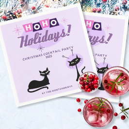 Pink Ho Ho Holidays Midcentury Modern Christmas スタンダードカクテルナプキン