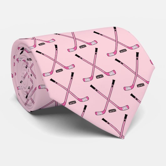 Pink Hockey Sticks and Puck ネクタイ (ロール)