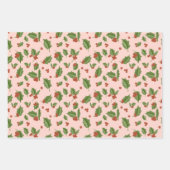 Pink Holly Gift Wrap ラッピングペーパーシート (正面3)