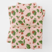 Pink Holly Gift Wrap ラッピングペーパーシート (インサイチュ)