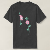 pink hollyhock garden pattern tシャツ (デザイン正面)