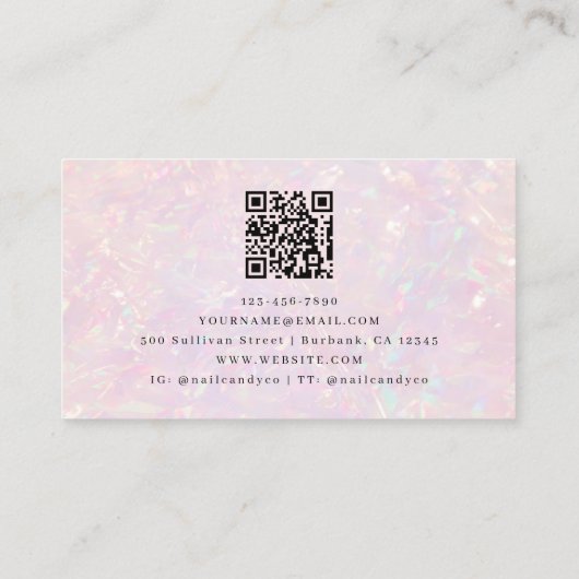 Pink Holographic QR Code Luxe 名刺 (裏面)