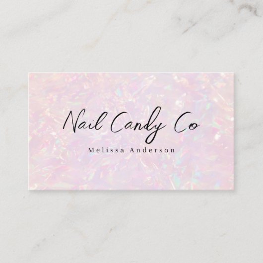 Pink Holographic QR Code Luxe 名刺 (正面)