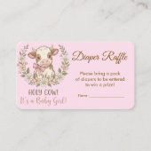 Pink Holy Cow Baby Shower Diaper Raffle エンクロージャーカード (正面)