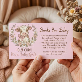 Pink Holy Cow Books for Baby Shower エンクロージャーカード