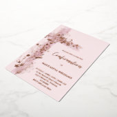 pink Holy cross Confirmation 箔招待状 (回転した状態)