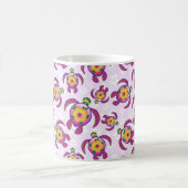 Pink Honu Turtles Hibiscus Flowers コーヒーマグカップ (中央)