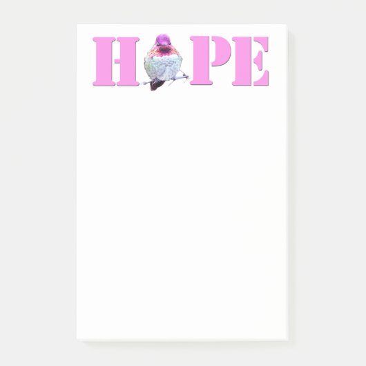 Pink HOPE Hummingbird写真4x6ノート ポストイット (正面)