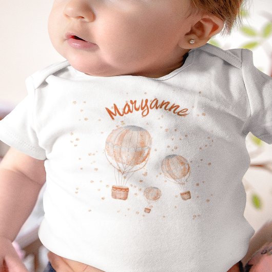 Pink Hot Air Balloon 1st Birthday ベビーボディスーツ