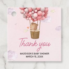 Pink Hot Air Balloon Up and Away Favor Tags フェイバータグ
