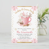 Pink Hot Cocoa and Cookies Winter Party 招待状 (スタンド正面)