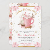 Pink Hot Cocoa and Cookies Winter Party 招待状 (正面/裏面)