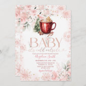 Pink Hot Cocoa Christmas Baby Shower Invite 招待状 (正面/裏面)