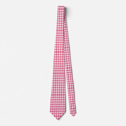 Pink Houndstooth Pattern Classic Preppy Style  ネクタイ (正面)