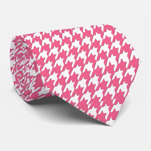 Pink Houndstooth Pattern Classic Preppy Style  ネクタイ (ロール)