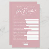 Pink How Well Know The Bride Shower Game (正面/裏面)