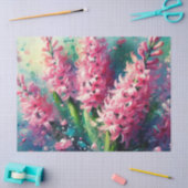 Pink Hyacinths Floral Impressionistic Decoupage 薄葉紙 (クラフト)