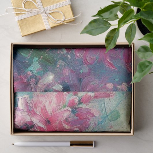 Pink Hyacinths Floral Impressionistic Decoupage 薄葉紙 (ギフト)