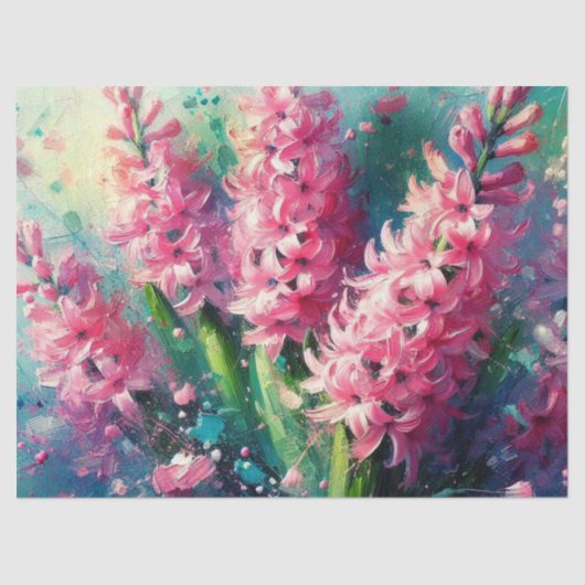 Pink Hyacinths Floral Impressionistic Decoupage 薄葉紙 (正面)