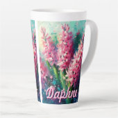 Pink Hyacinths Hyacinth Floral Personalized カフェラテマグ (右アングル)