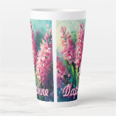 Pink Hyacinths Hyacinth Floral Personalized カフェラテマグ (正面)