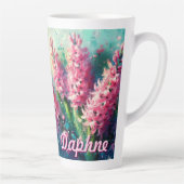 Pink Hyacinths Hyacinth Floral Personalized カフェラテマグ (右)