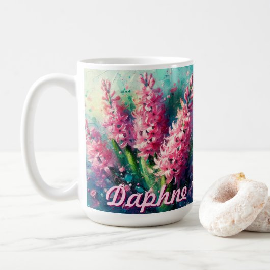 Pink Hyacinths Hyacinth Floral Personalized コーヒーマグカップ (ドーナツ)