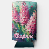 Pink Hyacinths Hyacinth Floral Personalized スリム缶クーラー (裏面)