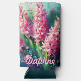 Pink Hyacinths Hyacinth Floral Personalized スリム缶クーラー