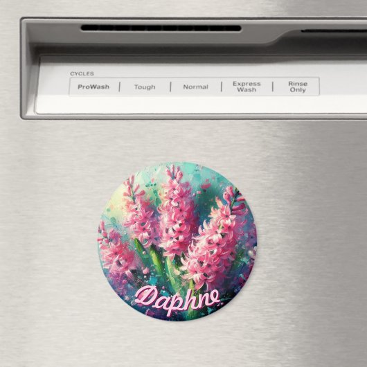 Pink Hyacinths Hyacinth Floral Personalized マグネット (インサイチュ (食洗機))