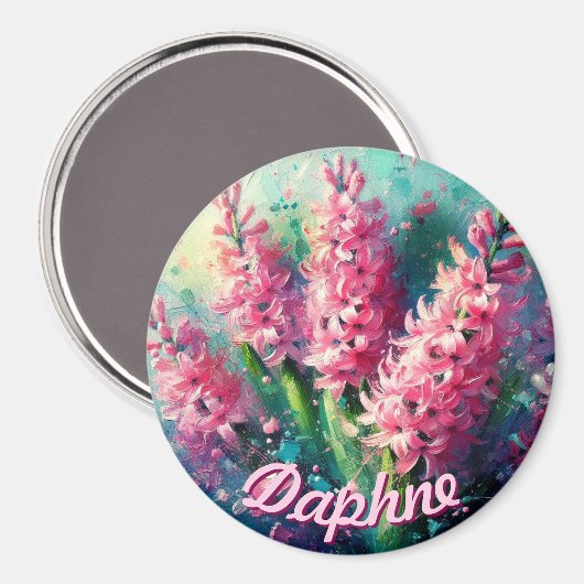 Pink Hyacinths Hyacinth Floral Personalized マグネット (正面/裏面)