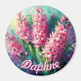 Pink Hyacinths Hyacinth Floral Personalized マグネット