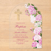 Pink Hydrangea Arch Baptism アクリル招待状 (正面)