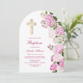 Pink Hydrangea Arch Baptism 招待状 (スタンド正面)