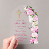 Pink Hydrangea Arch First Communion アクリル招待状 (インサイチュ (ポータブル))