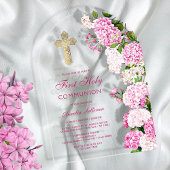 Pink Hydrangea Arch First Communion アクリル招待状