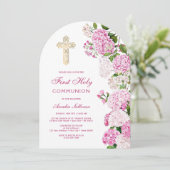 Pink Hydrangea Arch First Communion 招待状 (スタンド正面)