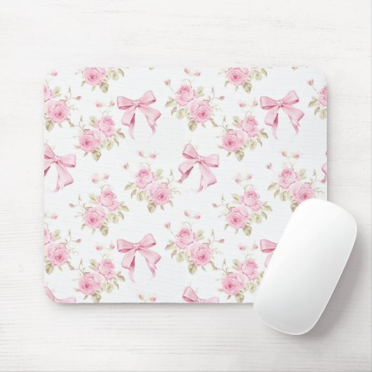 Pink Hydrangea Bow Mouse Pad  マウスパッド (マウス)
