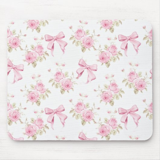 Pink Hydrangea Bow Mouse Pad  マウスパッド (正面)