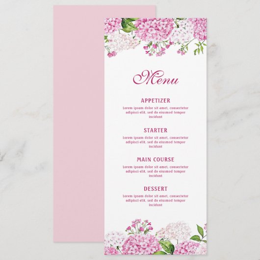 Pink Hydrangea Classic メニュー (正面/裏面)