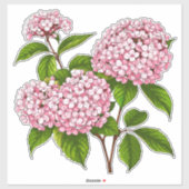 Pink Hydrangea Flowers in Full Bloom シール (シート)