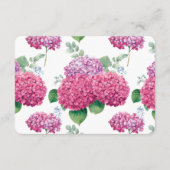 Pink Hydrangea Flowers Watercolor Elegant Wedding エンクロージャーカード (裏面)