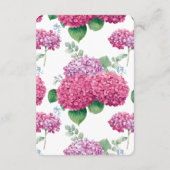 Pink Hydrangea Flowers Watercolor Elegant Wedding エンクロージャーカード (裏面)