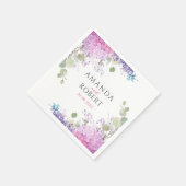 Pink Hydrangea Flowers Watercolor Elegant Wedding スタンダードカクテルナプキン (角)