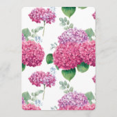 Pink Hydrangea Flowers Watercolor Elegant Wedding セーブザデート (裏面)